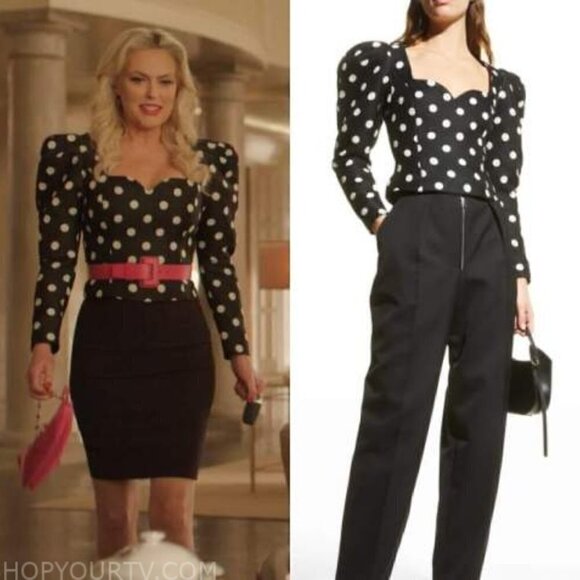 New Róhe Fiona Puff-Sleeve Polka Dot Black/White Top NWOT 4 US/36 FR / Small - Picture 1 of 15